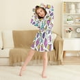 thumbnail image 3 of FORMRS Niños Bathrobe Unisex Hooded Robe Soft Plush Pajamas Sleepwear, Size 7-9T, Purple Retro Pattern, 3 of 7