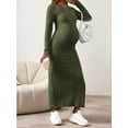 thumbnail image 6 of Long Sleeve Sweater Dress for Fall Winter Baby Shower & Photoshoot - Women'S Pregnancy Maternity Dresses Green S, 6 of 7