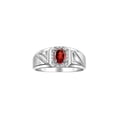 thumbnail image 1 of RYLOS Men's Rings 14K White Gold Classic 7X5MM Oval Gemstone & Diamond Ring Garnet January Birthstone Rings For Men Size 9, 1 of 7