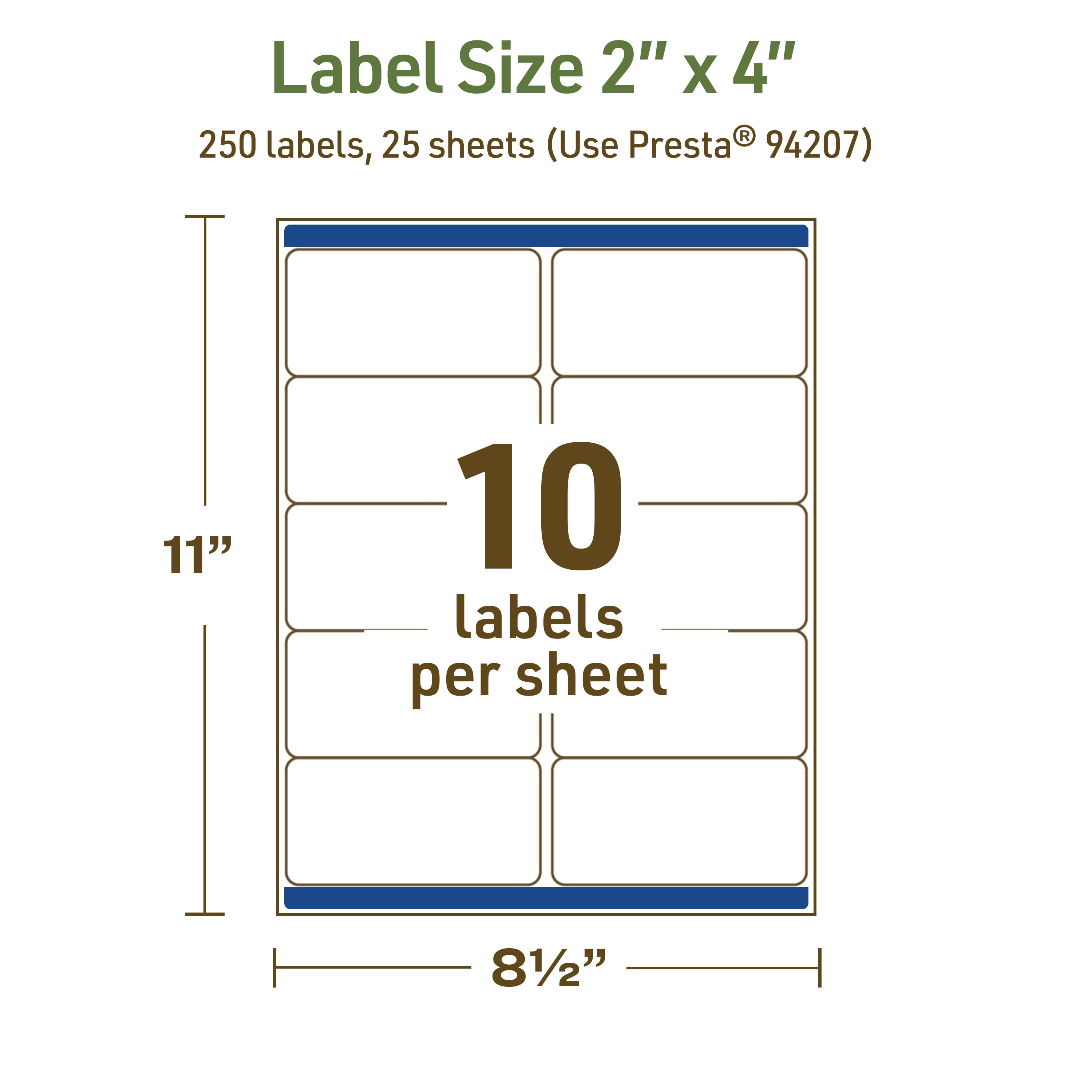 Avery Dissolvable Rectangle Labels, 2" x 4", 250 Labels