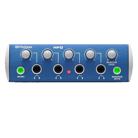 UPC: 0673454000423 | PreSonus HP4 – 4-Channel Headphone Distribution Amplifier With Samson HP-10 Headphone