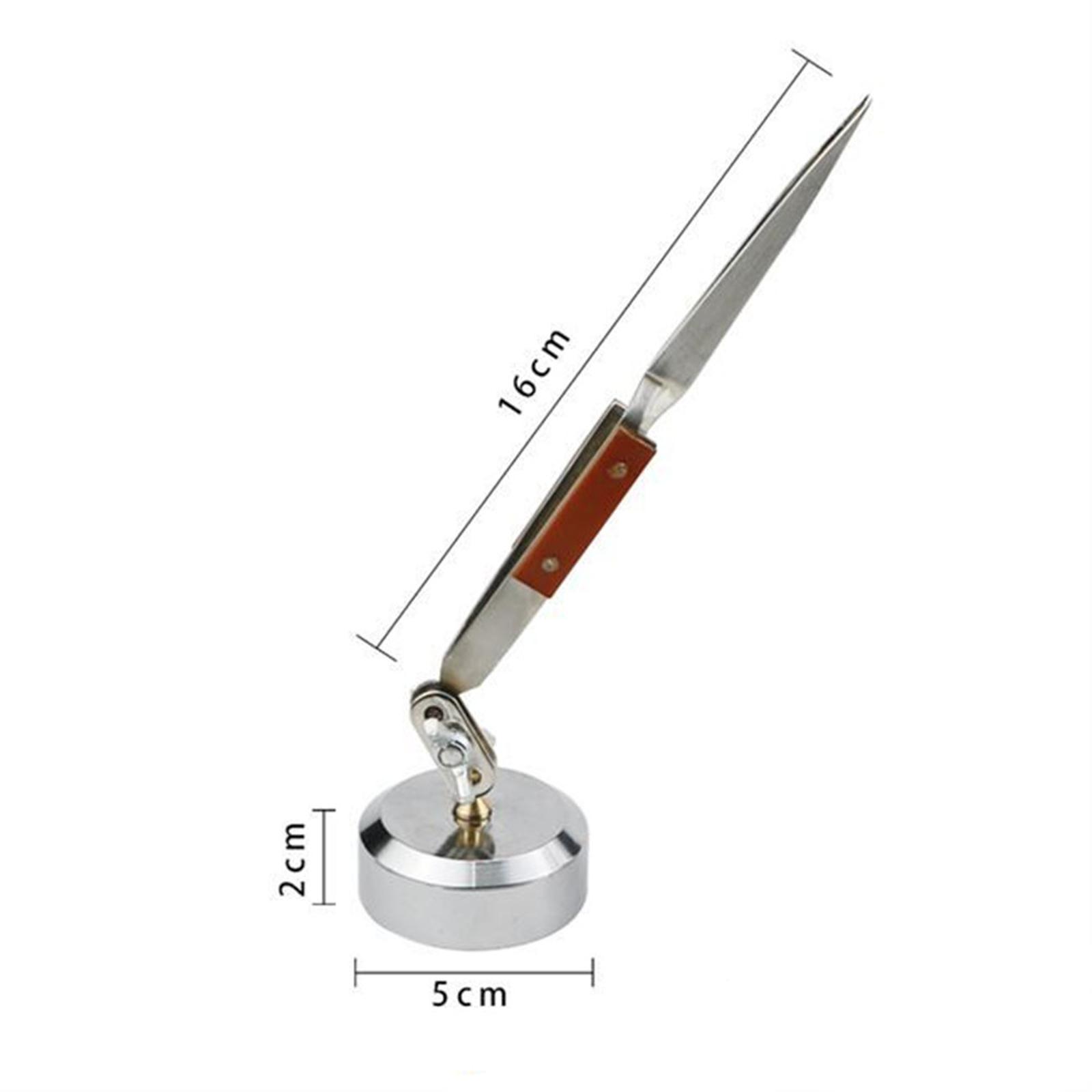 Cross Locking Jewelry Soldering Tweezers with Base 360°Rotation, Stainless Steel Jewelry Making Repair Tweezers Kit Watch Accessories