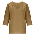 thumbnail image 6 of Linen Clothing for Women Gauze Popover Tops for Women Blusas De Lino Para Mujer Elegantes Cotton V Neck Shirts for Women Boho T Shirts for Women Peasant Blouse Linen T Shirts for Women, 6 of 7
