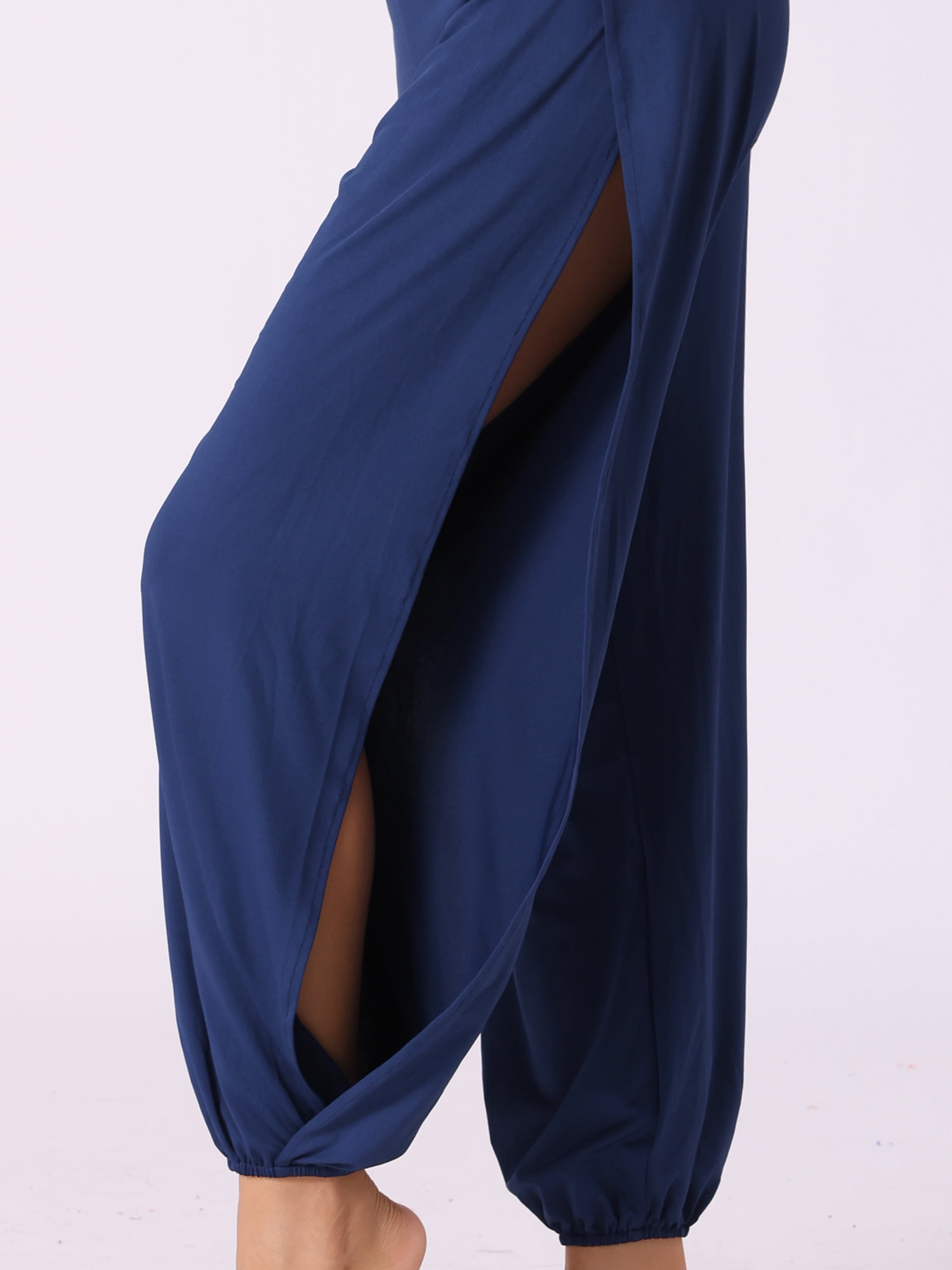 DARING DIVA Women's Side Slit Yoga Harem Pants XL Blue