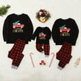 thumbnail image 3 of Sinhoon Matching Family Pajamas Sets Christmas Matching Holiday Pjs Letter Print Top and Plaid Pants Sleepwear (Men,2XL), 3 of 7