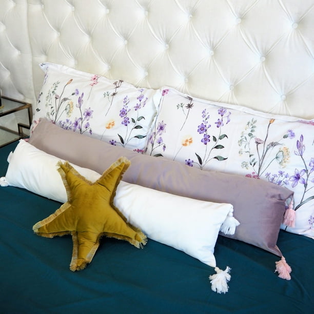 Extra Skinny Lumbar Pillow with Tassels Perfect White