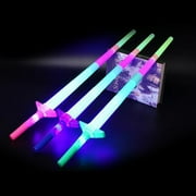 Visland Light Up LED Swords Expandable Laser Sabers Glow in Dark, Mini Glow Sticks, 4-Section 4 Colors, Flashing Neon Party Favors, 1PC