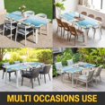 thumbnail image 5 of Blue Easter Bunny Table Cloths for 5 Foot Rectangle Tables, Spring Daisy Modern Ombre Striped Patio Waterproof Elastic Fitted Tablecloths, Washable Rectangular Table Cover for Camping, 5 of 8