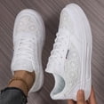 thumbnail image 5 of IEMIEMIEM Women's Breathable Sneakers Lace Mesh Low-Top Athletic Shoes Casual Sneakers Summer Fall Lightweight Non-Slip Footwear for Running, Walking, and Training White 5.5 Wide, 5 of 9
