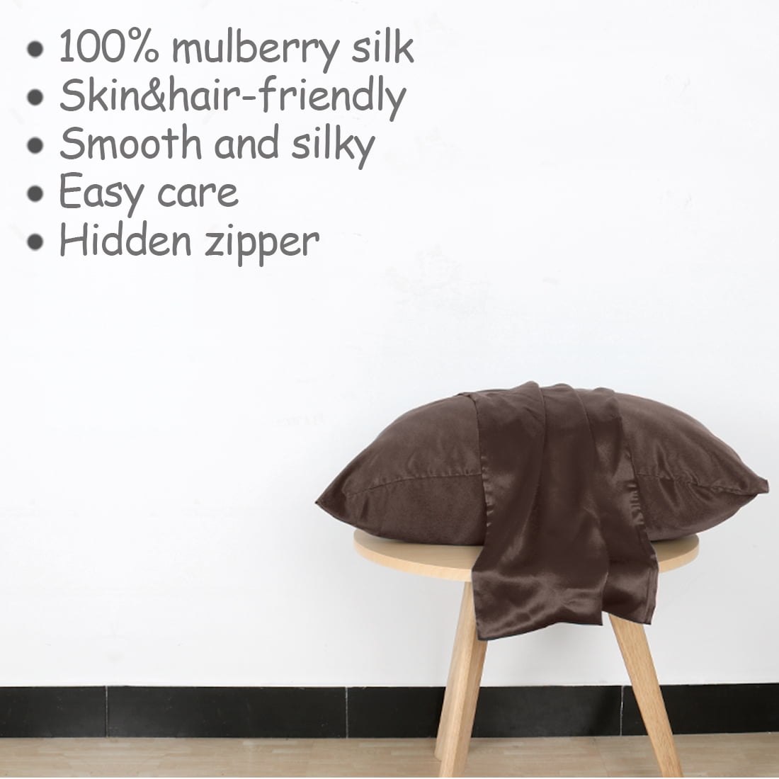 Unique Bargains 1 Piece 100% Silk Pillowcase Coffee Travel