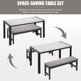thumbnail image 6 of PORKISS Dining Table Set for 4, 3-Piece Kitchen Table Set with 2 Benches, Dining Room Table Set with Metal Frame, Breakfast Nook Furniture Set for Home Cafeteria Bar Dining Room, Gray and White, 6 of 8