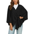 thumbnail image 3 of MAIHAN Shawl Wraps for Women,Soft Open Front Poncho Sweater,Lightweight Knit Shawl Cardigan,Loose Fit Travel Wrap,Casual Elegant Cover Up(Black), 3 of 6