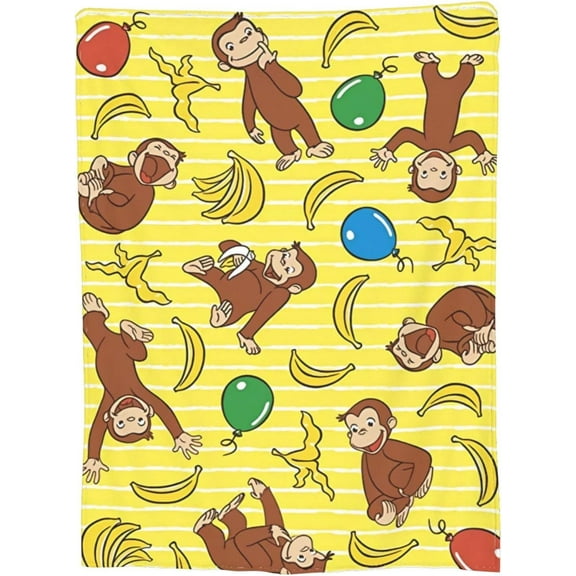 Curious George 6 Throw Blanket Super Soft Flannel Fleece Blanket Lightweight Fluffy Plush Bed Blankets for Bedding Sofa and Travel 50"*60"（130*150cm）
