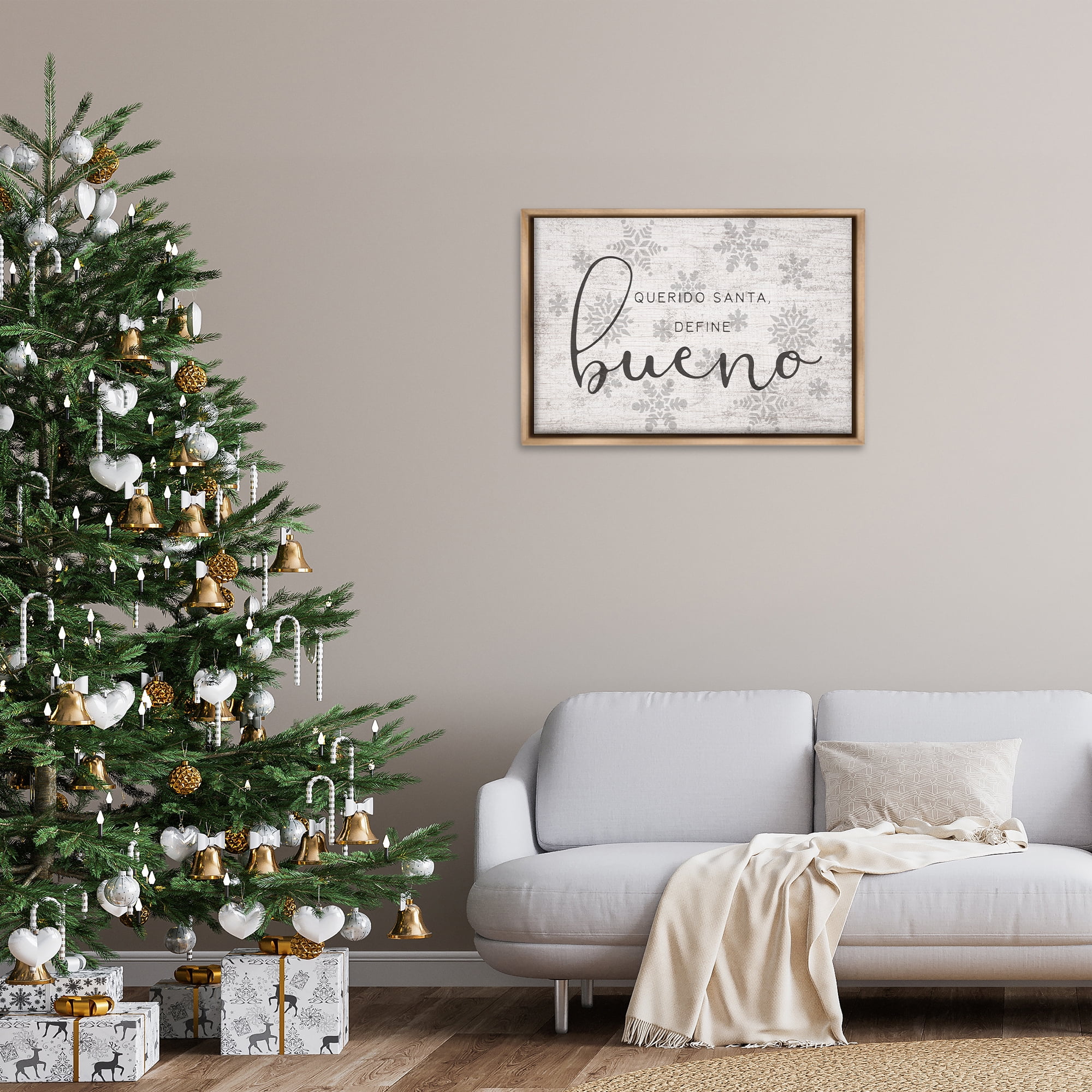 Stupell Industries Querido Santa Define Bueno Holiday Painting Brown Floater Framed Art Print Wall Art, 31 x 21