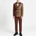 thumbnail image 2 of Zpanxa Boys Outfits Boys Dark Green Blazer and Pants Suit Set Gold Embroidery 2 Piece Formal Outfit, 2 of 9