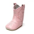 thumbnail image 2 of MaMTaKoN Baby Girl Shoes Leather Soft Sole Baby Cowgirl Boot, Pink, 2 of 5