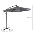 thumbnail image 3 of Outsunny 10ft Outdoor Cantilever Umbrella with Solar Lights Dark Gray, 3 of 10