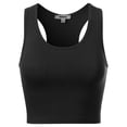 thumbnail image 3 of MixMatchy Women's Cotton Basic Sleeveless Racerback Sports Crop Tank Top, 3 of 4