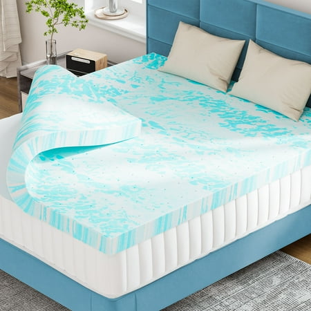 concetta 2 inch full size memory foam mattress topper with cooling gel, pressure relief for back pain, comfort bed topper, certipur-us certified