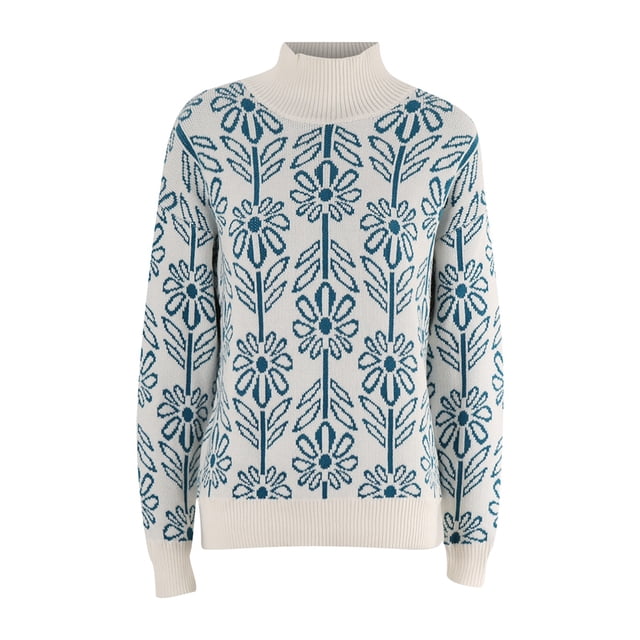 aDJFDGT Robes Chandails d'Automne pour Femmes 2024 Grande Taille Chandail à Col Roulé Décontracté Confortable d'Automne et d'Hiver à Fleurs Chandail Grande Taille