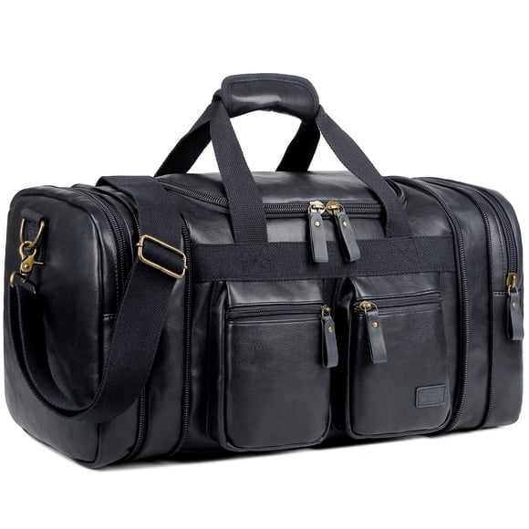 Bolsa de viaje de fin de semana Baosha HB-21 de piel vegana negra
