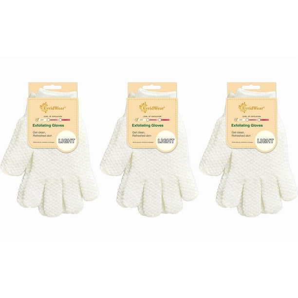 Guantes exfoliantes Evridwear, 3 pares, de nailon ligero para baño