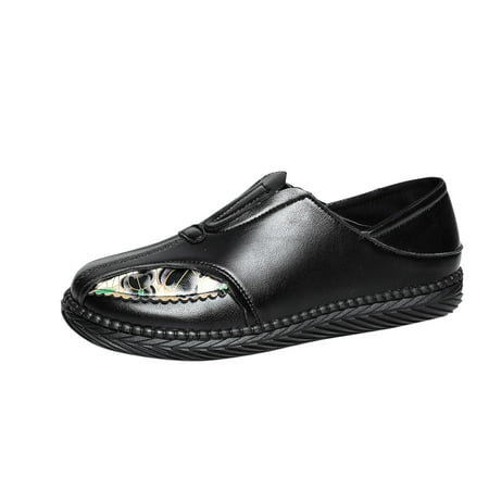 

Women s Retro Flower Printed Leather Soft Sole Flat Sleeve Casual Shoes