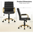 thumbnail image 2 of CZMJY Mid-Back Office Chair PU Leather Desk Chair Adjustable Executive Task Chair w/Lumber Support Gold Leg Black Seat, 2 of 11