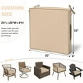 thumbnail image 5 of Kimunuk Outdoor Chair Cushions set of 2, 22" x 22" Zipped Waterproof Outdoor Seat Cushions Couch Pads with Ties for Patio Furniture, Sand, 5 of 6