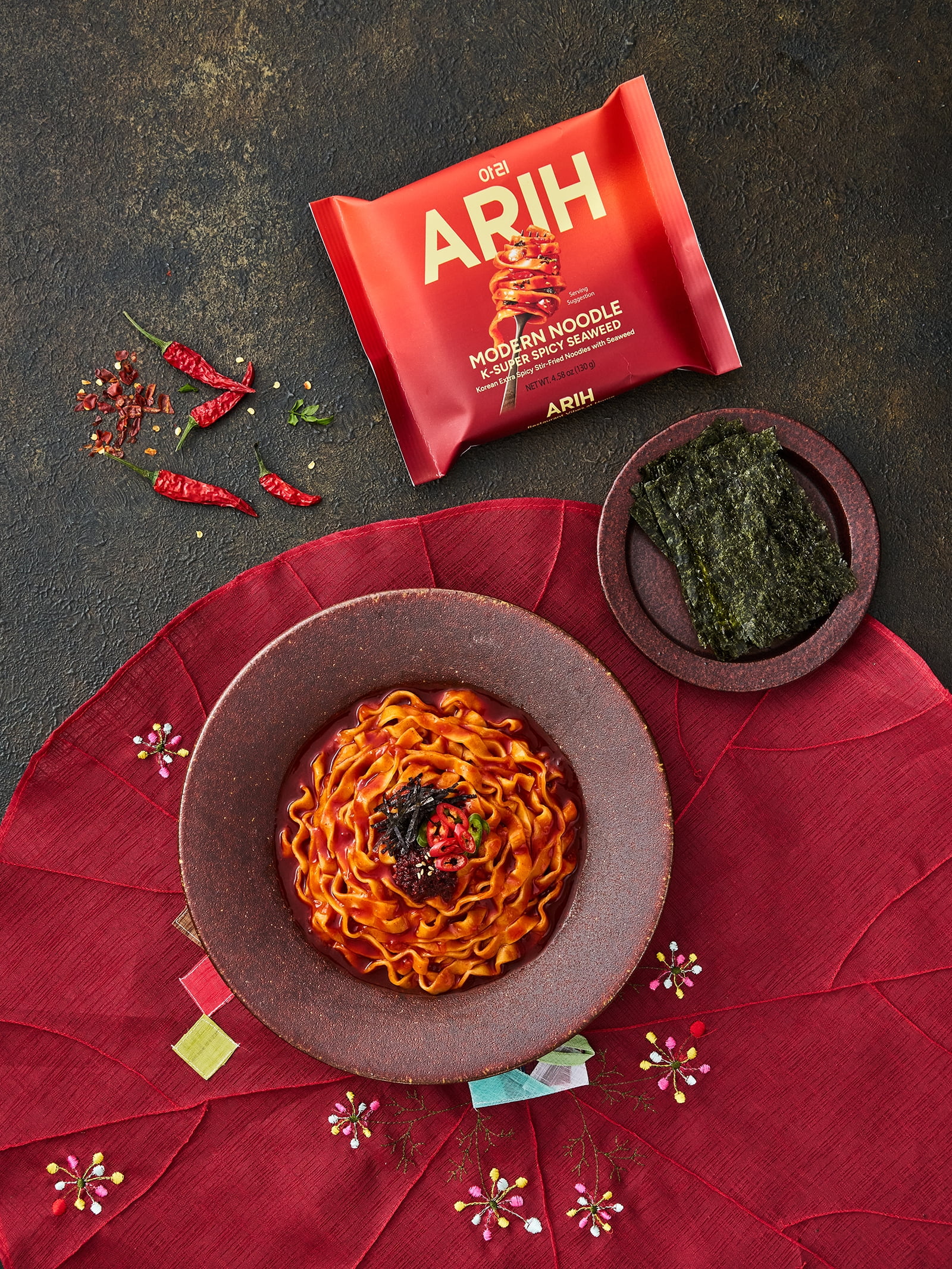 ARIH MODERN NOODLE 4種セット インスタント麺 ARIH Modern Noodles, Western-Korean Fusion Soup-Less Noodles, K