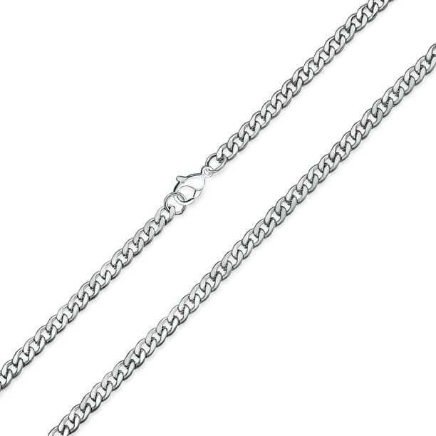 Heavy Duty Biker Jewelry Men Solid Curb Link Chain Necklace Silver Tone Stainless  Steel 30 Inch 4MM 