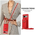 thumbnail image 4 of ELEHOLD for Google Pixel 7 Crossbody Wallet Case with Card Holder Soft PU Leather Shockproof Protective Cover with Shoulder Strap for Women Girls for Google Pixel 7,red, 4 of 7