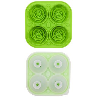 Sdjma Ice Cube Tray, 2.5inch Novelty Ice Cube Mold, Built-in Funnel, Cavity Silicone 3 Rose & 3 Heart Shape Large Ice Ball Maker for Chilling Drinks