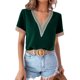 thumbnail image 1 of SAYOO Tops sueltos para mujer, manga corta, cuello en V, informal, fiesta, club, primavera, verano, patchwork SAYOO  Casual, 1 of 6