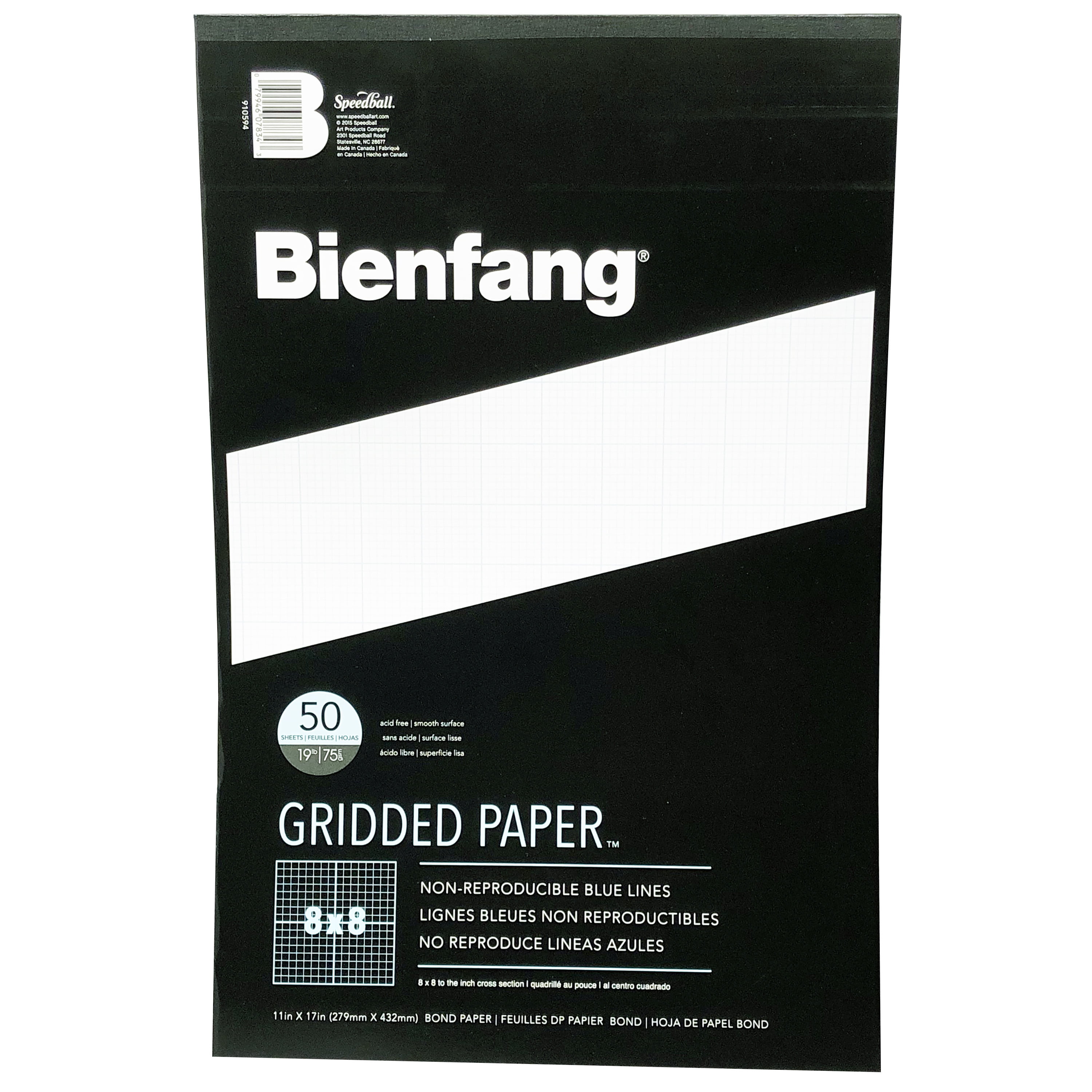 Bienfang Designer Grid Paper Pad, 50 Sheets,,  8' x 8' Grid, 11' x 17'