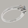 thumbnail image 4 of LBG British Made 10k White Gold Natural Aquamarine & Cultured Pearl Womens Engagement Ring - 33 size options - Size 4.5, 4 of 7