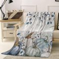 thumbnail image 2 of Fall Thanksgiving Blue Pumpkins Throw Blanket Watercolor Leaf Throw Blanket for Couch, Soft Flannel Fleece Bed Throw Blankets, Warm Lightweight Short Plush Blankets&Throws for All Season, 40x50Inch, 2 of 6