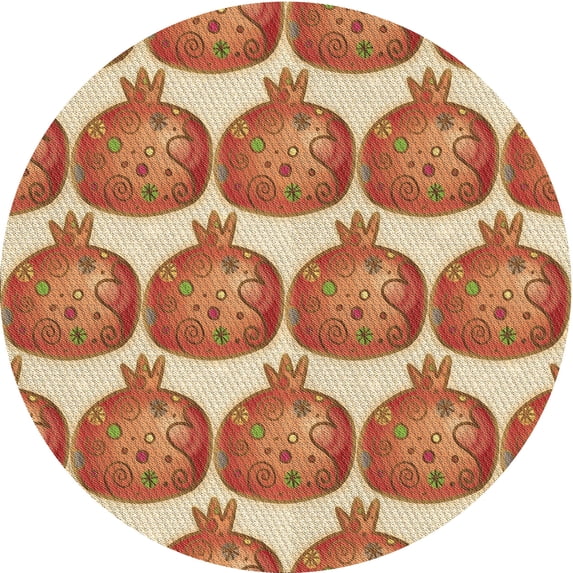 Ahgly Company Machine Washable Indoor Round Transitional Yellow Orange Area Rugs, 4' Round