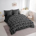 thumbnail image 3 of jejeloiu Cartoon Bowtie Ribbon 7-Piece Twin Bedding Sets,Retro Damask Flower Bedding Comforter Set,Gray Black Sheet Sets For Girls Kids,Microfiber Bedroom Decor Reversible, 3 of 8