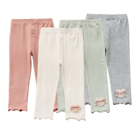 

MXIEZI Little Girls Cotton Leggings Baby Thin Legging 1-7 Years Toddler Kids Solid Skinny Stretch Trousers