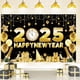 thumbnail image 2 of Happy New Year Photo Backdrops 2025 Black and Gold Glitter Balloon New Years Photography Backgrounds, 2 of 5