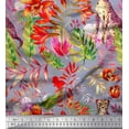 thumbnail image 1 of Soimoi Gray Cotton Jersey Fabric Leaves,Floral & Leopard Jungle Printed Craft Fabric by The Yard 58 Inch Wide, 1 of 1