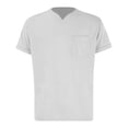 thumbnail image 4 of Prolriy Camisetas para hombre Primavera Verano Casual Cuello en V Sólido Manga Corta Camiseta Blusa Superior Camisas para hombre Blanco S, 4 of 8