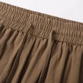 thumbnail image 6 of PIMSSY Men Pants Linen Pants Summer Pants Loose Pants Drawstring Elastic Waist Wide Leg Plain Grain Comfortable Full Length Outdoor Yoga Fitness Fashion Pants Male Holiday Solid Color Slacks, 6 of 7