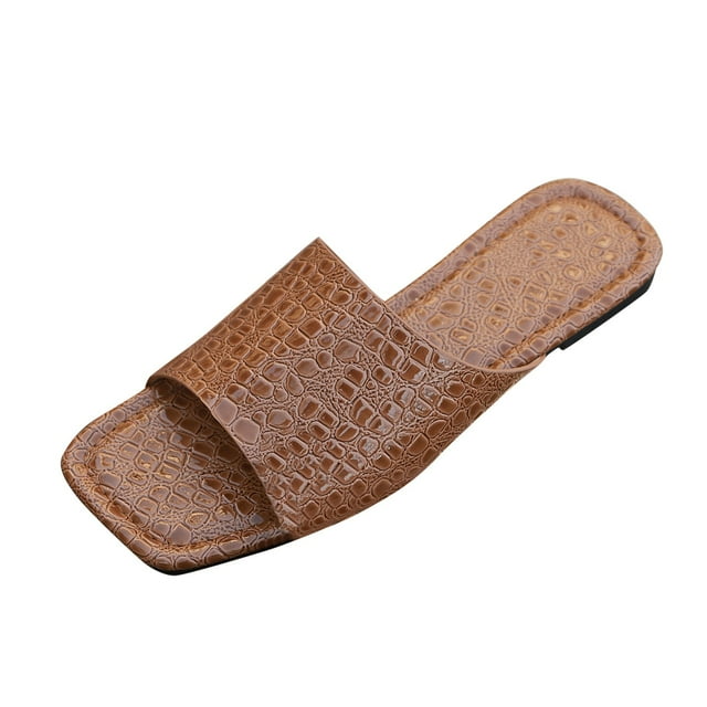asddcavvf Women's Summer Fashion Embossed Flat Open Toe Sandals Beach Outing Slippers
