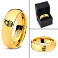 thumbnail image 4 of Tungsten Rugby Crest Band Ring 7mm Men Women Comfort Fit 18k Yellow Gold Dome Polished, 4 of 4