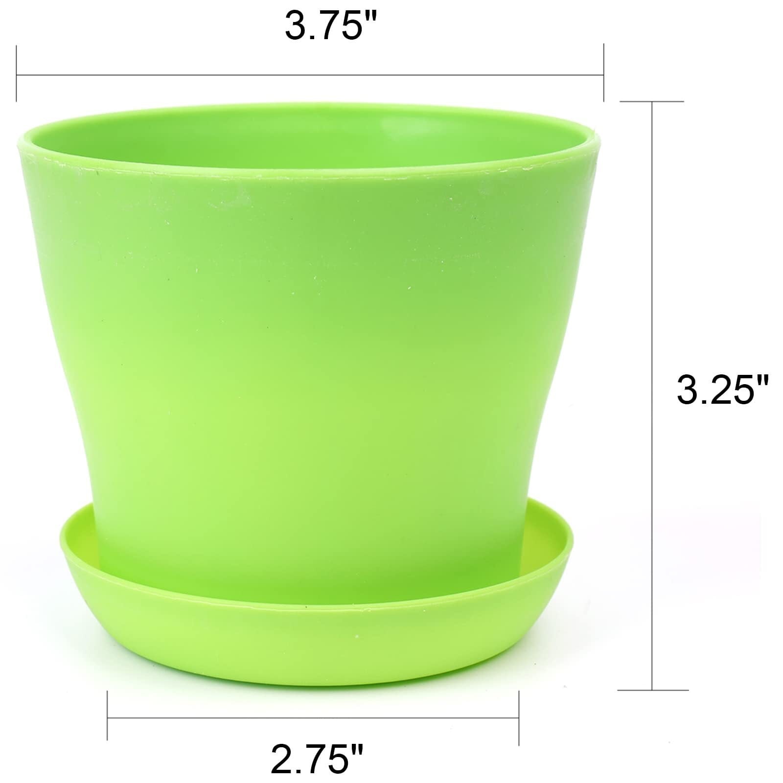 12 Pack 4" Small Plastic Plant Flower Pot with Saucers, Seedlings Nursery Pots Planter with Pallet Planting Gardening Containers - Assorted 8 Colors