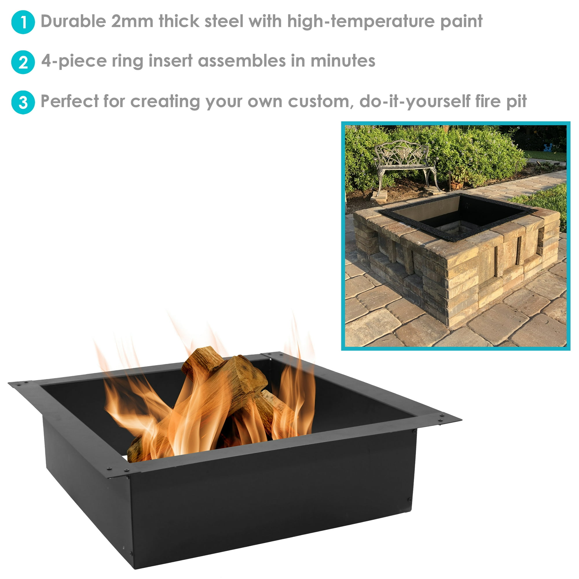 Sunnydaze Steel Square Above-/In-Ground Fire Pit Insert - 42-Inch Outer  Diameter (36-Inch Inner Diameter) | Walmart Canada