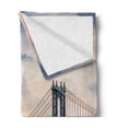 thumbnail image 2 of New York Soft Flannel Fleece Blanket, Manhattan Bridge and the New York Skyline at Sunset East River Highrise Buildings, Cozy Plush for Indoor and Outdoor Use, 50" x 60", Multicolor, by Ambesonne, 2 of 5