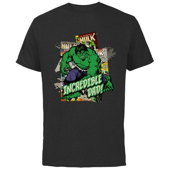 Marvel Hulk Incredible Dad Father's Day - Short Sleeve Cotton T-Shirt for Adults - Customized-Black
